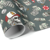 Gokken dobbelstenen poker chips schedel patroon cadeaupapier (Rol Hoek)
