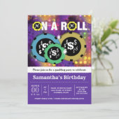 Gokken roulette chips vegas partij paarse kaart (Staand voorkant)