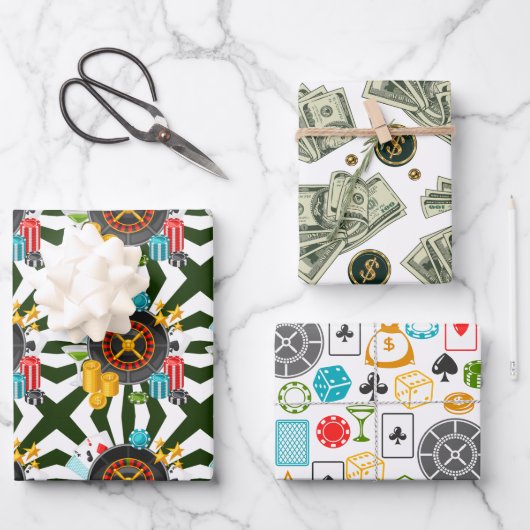 Gokken Wrapping Papier Flat Sheet Set van 3 Inpakpapier Vel (Voorkant)