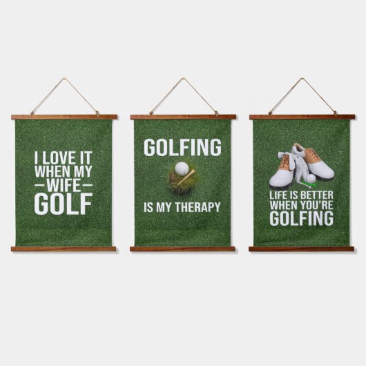 Gol Grappige quotes voor golfer Hangend Wandkleed (Driedubbel)