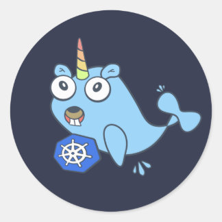 Golang gopher Docker eenhoorn met Kubernetes Ronde Sticker