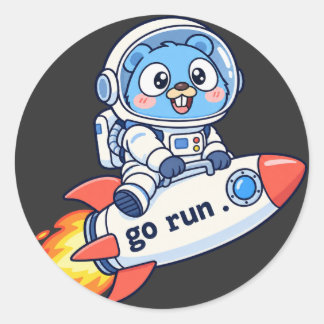 Golang Gopher Go Run-opdracht Ronde Sticker