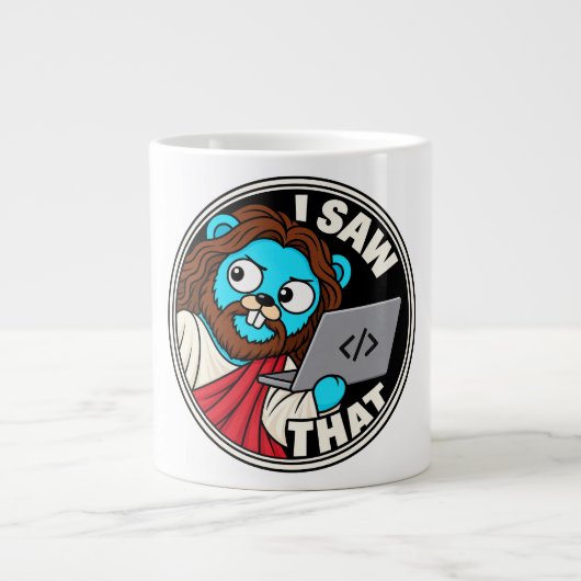Golang Gopher Jezus meme Grote Koffiekop (Voorkant)