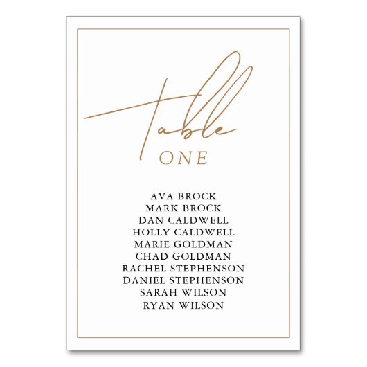 Gold1 Sign-Elegant Wedding Zitting Grafiek Printab Kaart (Achterkant)