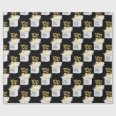 Gold 100th Birthday-ballonnen in witte doos Cadeaupapier (Vlak)