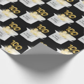 Gold 100th Birthday-ballonnen in witte doos Cadeaupapier (Hoek)