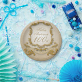 Gold 100th Birthday Celebration Paper Borden Papieren Bordje (Feest)