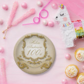 Gold 100th Birthday Celebration Paper Borden Papieren Bordje (Feest)