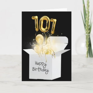 Gold 101e Birthday-ballonnen in witte doos Kaart