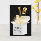 Gold 18e verjaardag ballonnen in witte doos kaart (Gele Bloem)
