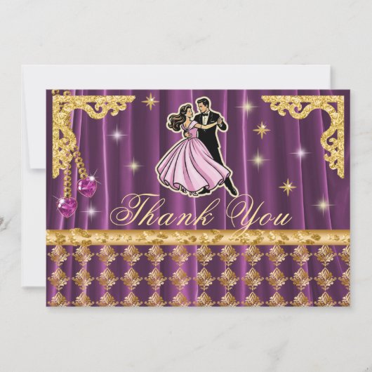 Gold 18th Birthday Thank You with Dancers Bedankkaart (Voorkant)