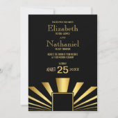 Gold 1920s Art Deco Wedding Invitation Kaart (Voorkant)