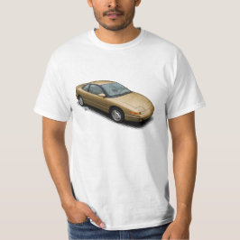 Gold 1991 Saturn SC2 op White T-Shirt