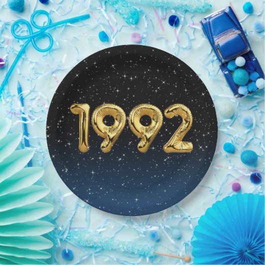 Gold 1992 geboortejaarballonnen in Bord met sterve (Feest)