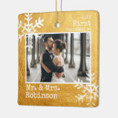 Gold 1 Kerstmis Mr. & Mrs Foto Keramisch Ornament (Links)