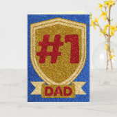 Gold #1 Pap Vaderdag Glitter Kaart (Gele Bloem)