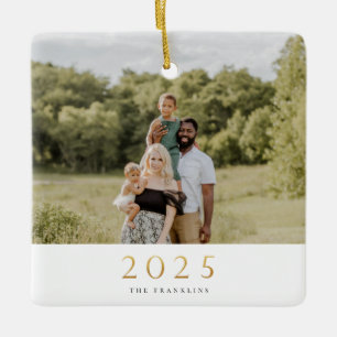 Gold 2022 Single Photo met kerstmis Keramisch Ornament
