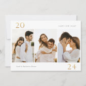 Gold 2023 Nieuwjaar 3 Foto Holiday Kaart (Voorkant)