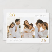 Gold 2024 Nieuwjaar 3 Foto Vakantie Kaart (Voorkant)