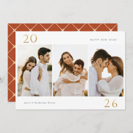 Gold 2024 Nieuwjaar 3 Foto Vakantie Kaart