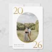 Gold 2024 Nieuwjaar Foto Vakantie Kaart (Voorkant)