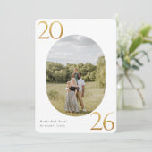 Gold 2024 Nieuwjaar Foto Vakantie Kaart (Staand voorkant)