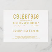 Gold 2025 Afstuderen 3 foto afstudeerfeest Folie Uitnodiging (Achterkant)