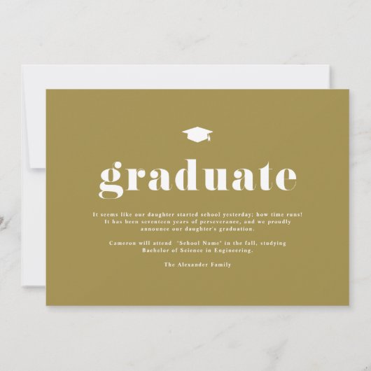 Gold 2025 Bold Typography Foto Afstuderen Aankondiging (Achterkant)