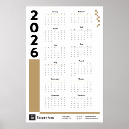 Gold 2026 Corporate Wall Calendar Poster