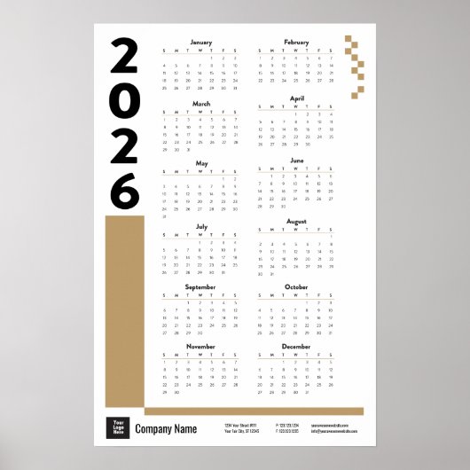 Gold 2026 Corporate Wall Calendar Poster (Voorkant)