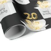 Gold 20th Birthday-ballonnen in White Box Cadeaupapier (Rol Hoek)