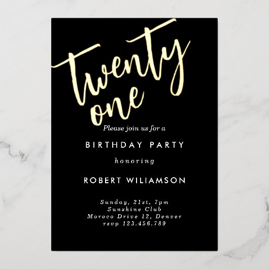 Gold 21-jarig uitnodiging (Voorkant)