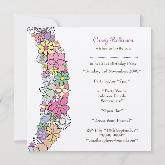 Gold 21e Girls - Aangepaste uitnodiging op feestda (Achterkant)