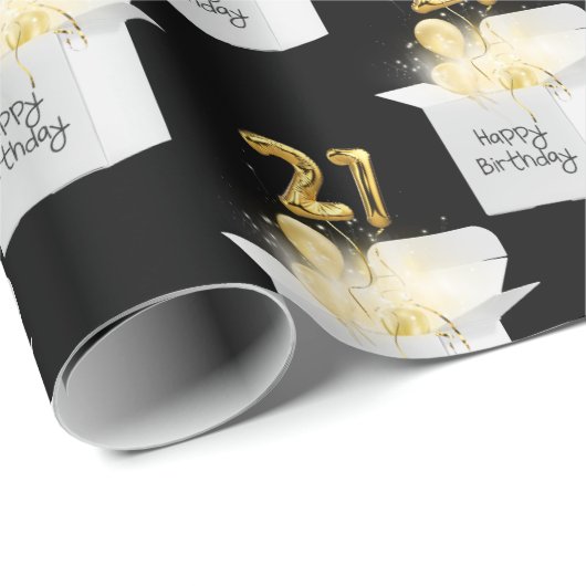 Gold 21st Birthday-ballonnen in witte doos Cadeaupapier (Rol Hoek)