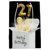 Gold 21st Birthday-ballonnen in witte doos Medium Cadeauzakje (Voorkant)