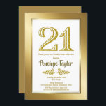 Gold 21st Birthday Dinner Party Kaart<br><div class="desc">Een moderne glitter en gouden uitnodiging voor het diner op de 21ste verjaardag.</div>