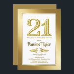 Gold 21st Birthday Dinner Party Kaart<br><div class="desc">Een moderne glitter en gouden uitnodiging voor het diner op de 21ste verjaardag.</div>