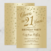 Gold 21st Birthday Party Kaart (Voorkant / Achterkant)