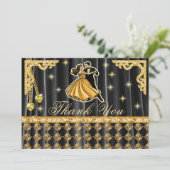 Gold 21st Birthday Thank You with Dancers Bedankkaart (Staand voorkant)