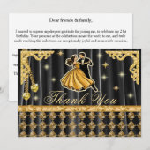 Gold 21st Birthday Thank You with Dancers Bedankkaart (Voorkant / Achterkant)