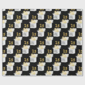 Gold 25th Birthday-ballonnen in White Box Cadeaupapier (Vlak)