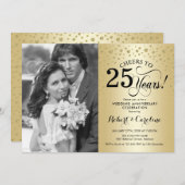 Gold 25th Wedding Jubileum met foto Kaart (Voorkant / Achterkant)