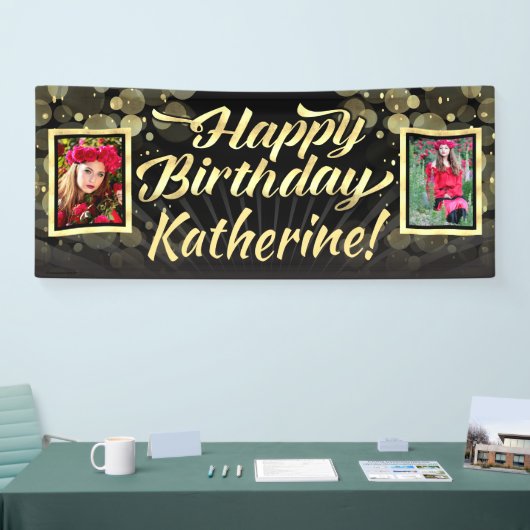 Gold 2 FotoHappy Birthday Party Spandoek (Beurs)