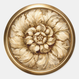 Gold 2 Vintage Baroque Embossed Look Seal Ronde Sticker