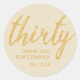 Gold 30 Verjaardag Dank u Glitter Dertig Ronde Sticker