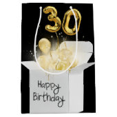 Gold 30th Birthday-ballonnen in doos Medium Cadeauzakje (Voorkant)