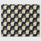 Gold 30th Birthday-ballonnen in White Box Cadeaupapier (Vlak)