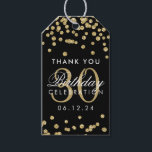 Gold 30th Birthday Bedankt Confetti Zwart Cadeaulabel<br><div class="desc">"Thank You" cadeau label / gunst tag - Elegant 30th Birthday Gold Faux Glitter Confetti Black sjabloon.</div>