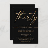 Gold 30th Birthday Invitation Kaart (Voorkant / Achterkant)