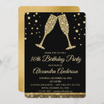 Gold 30th Birthday Party Diamond Champagne Glass Kaart<br><div class="desc">Goud Dertigjarig feest op de wedstrijd Diamond Champagne Glass Party De uitnodiging van de Gold and Black van 30th Birthday is perfect voor een moderne 30th Birthday Party.</div>